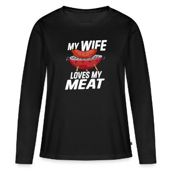 Butcher Butcher Butcher Butcher’s Gift - T-shirt manches longues Premium bio Femme - noir - Devant - Julia (174cm)