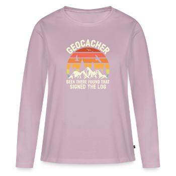 Geocaching Geocacher Cadeau - T-shirt manches longues Premium bio Femme - rose poudré - Devant - Julia (174cm)
