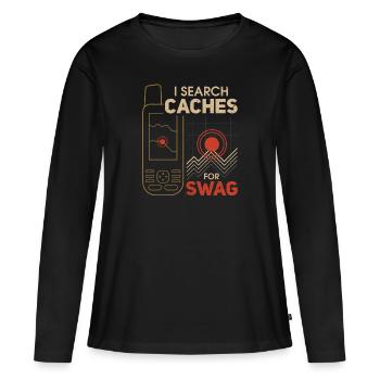 Geocaching Geocacher Cadeau - T-shirt manches longues Premium bio Femme - noir - Devant - Julia (174cm)