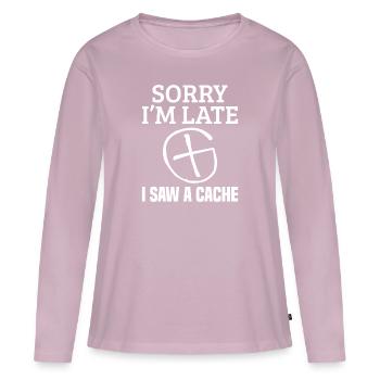 Geocaching Geocacher Cadeau - T-shirt manches longues Premium bio Femme - rose poudré - Devant - Julia (174cm)