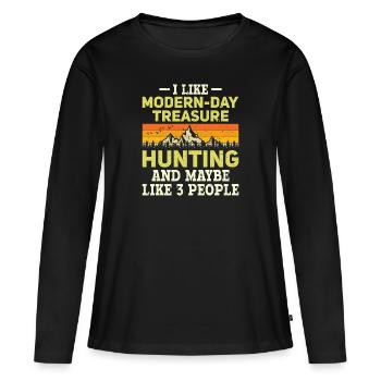 Geocaching Geocacher Cadeau - T-shirt manches longues Premium bio Femme - noir - Devant - Julia (174cm)