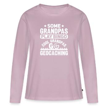 Geocaching Geocacher Cadeau - T-shirt manches longues Premium bio Femme - rose poudré - Devant - Julia (174cm)