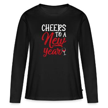 1 Cheers to a new year - Frauen Premium Bio Langarmshirt - Schwarz - Vorne - Julia (174cm)