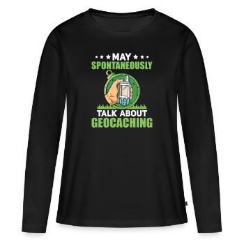 Geocaching Geocacher Cadeau - T-shirt manches longues Premium bio Femme - noir - Devant - Julia (174cm)
