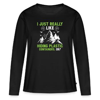 Geocaching Geocacher Cadeau - T-shirt manches longues Premium bio Femme - noir - Devant - Julia (174cm)
