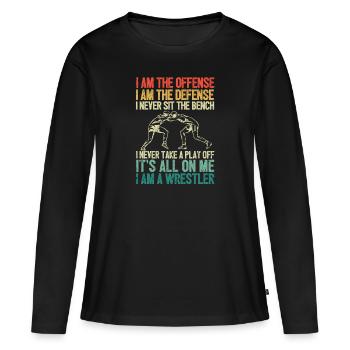 Ich bin die Offensive Ringer Lustig Ringen Kampf - Frauen Premium Bio Langarmshirt - Schwarz - Vorne - Julia (174cm)