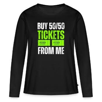 Kaufen Sie 5050 Tickets von mir - Frauen Premium Bio Langarmshirt - Schwarz - Vorne - Julia (174cm)
