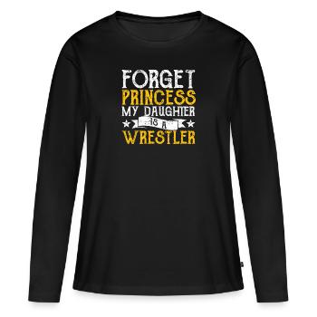 Oubliez la princesse Ma fille est une - T-shirt manches longues Premium bio Femme - noir - Devant - Julia (174cm)