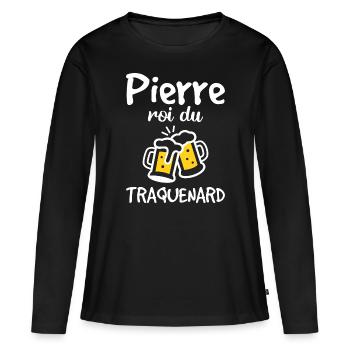Pierre Roi Du Traquenard - Humour De Pierre - T-shirt manches longues Premium bio Femme - noir - Devant - Julia (174cm)