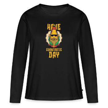 Passez une journée cornastique - T-shirt manches longues Premium bio Femme - noir - Devant - Julia (174cm)