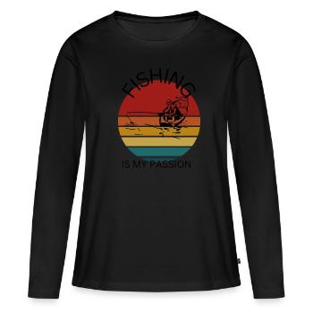 Angeln ist meine Leidenschaft Angeln - Frauen Premium Bio Langarmshirt - Schwarz - Vorne - Julia (174cm)