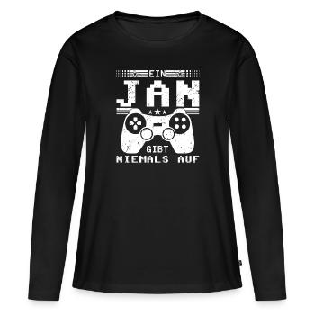 Jan Gaming Konsole PC Gamer Geschenk - Frauen Premium Bio Langarmshirt - Schwarz - Vorne - Julia (174cm)