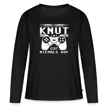 Knut Gaming Konsole PC Gamer Geschenk - Frauen Premium Bio Langarmshirt - Schwarz - Vorne - Julia (174cm)