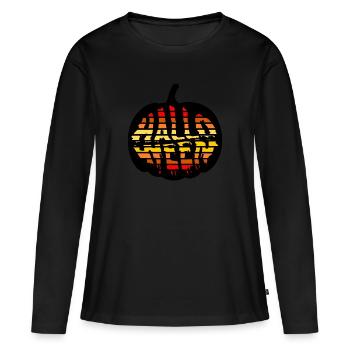 Citrouille Halloween Sunset - T-shirt manches longues Premium bio Femme - noir - Devant - Julia (174cm)