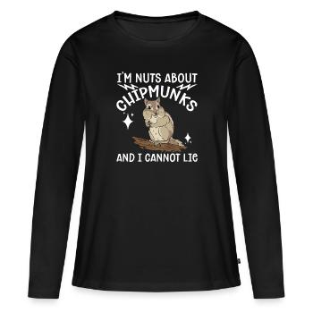 Cadeau de rongeur chipmunk - T-shirt manches longues Premium bio Femme - noir - Devant - Julia (174cm)