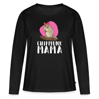 Cadeau de rongeur chipmunk - T-shirt manches longues Premium bio Femme - noir - Devant - Julia (174cm)