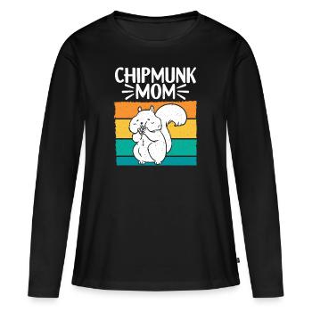 Cadeau de rongeur chipmunk - T-shirt manches longues Premium bio Femme - noir - Devant - Julia (174cm)