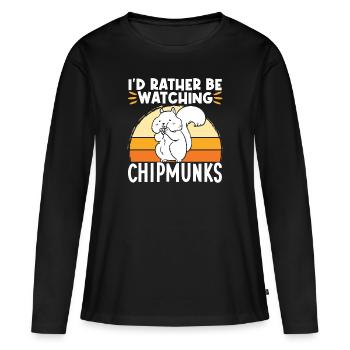 Cadeau de rongeur chipmunk - T-shirt manches longues Premium bio Femme - noir - Devant - Julia (174cm)