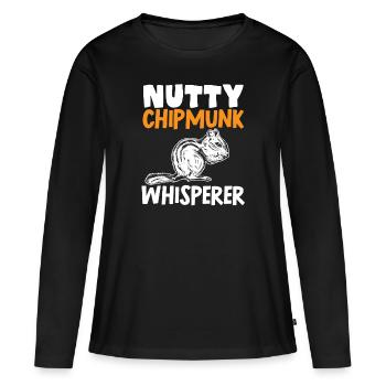 Cadeau de rongeur chipmunk - T-shirt manches longues Premium bio Femme - noir - Devant - Julia (174cm)
