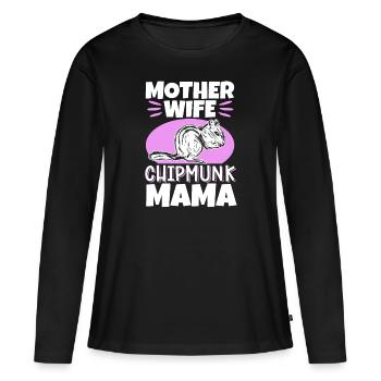 Cadeau de rongeur chipmunk - T-shirt manches longues Premium bio Femme - noir - Devant - Julia (174cm)