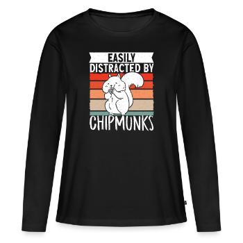 Cadeau de rongeur chipmunk - T-shirt manches longues Premium bio Femme - noir - Devant - Julia (174cm)