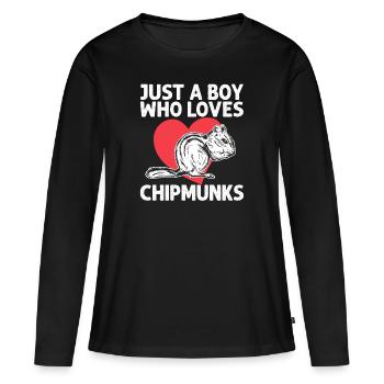 Cadeau de rongeur chipmunk - T-shirt manches longues Premium bio Femme - noir - Devant - Julia (174cm)