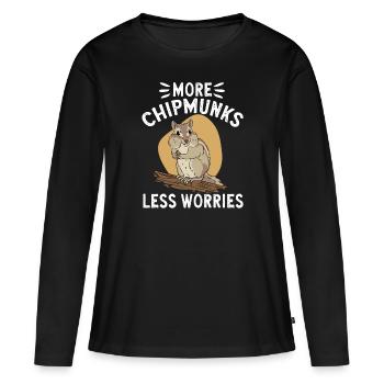 Cadeau de rongeur chipmunk - T-shirt manches longues Premium bio Femme - noir - Devant - Julia (174cm)