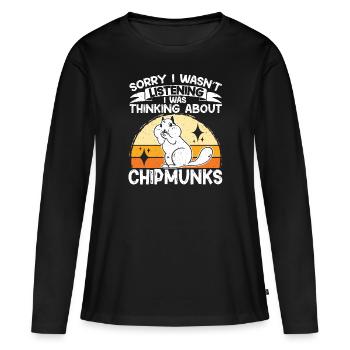 Cadeau de rongeur chipmunk - T-shirt manches longues Premium bio Femme - noir - Devant - Julia (174cm)