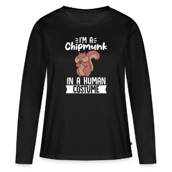 Cadeau de rongeur chipmunk - T-shirt manches longues Premium bio Femme - noir - Devant - Julia (174cm)