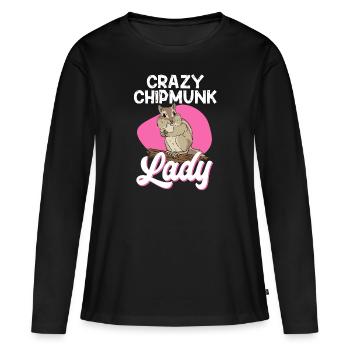 Cadeau de rongeur chipmunk - T-shirt manches longues Premium bio Femme - noir - Devant - Julia (174cm)
