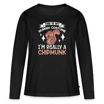 Cadeau de rongeur chipmunk - T-shirt manches longues Premium bio Femme - noir - Devant - Julia (174cm)