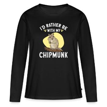 Cadeau de rongeur chipmunk - T-shirt manches longues Premium bio Femme - noir - Devant - Julia (174cm)