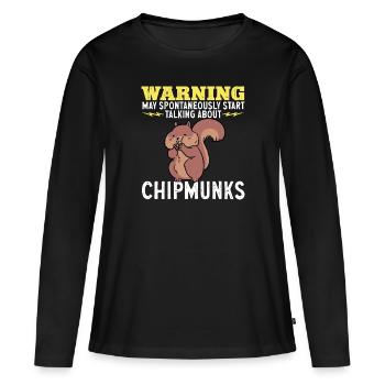 Cadeau de rongeur chipmunk - T-shirt manches longues Premium bio Femme - noir - Devant - Julia (174cm)