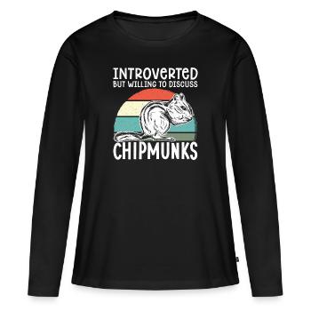 Cadeau de rongeur chipmunk - T-shirt manches longues Premium bio Femme - noir - Devant - Julia (174cm)