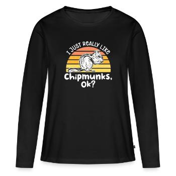 Cadeau de rongeur chipmunk - T-shirt manches longues Premium bio Femme - noir - Devant - Julia (174cm)