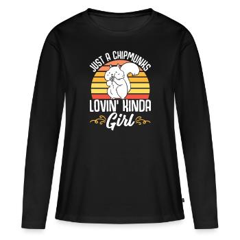 Cadeau de rongeur chipmunk - T-shirt manches longues Premium bio Femme - noir - Devant - Julia (174cm)