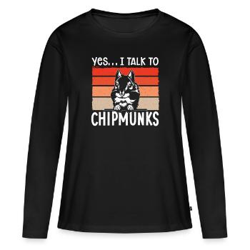 Cadeau de rongeur chipmunk - T-shirt manches longues Premium bio Femme - noir - Devant - Julia (174cm)