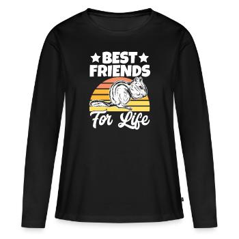 Cadeau de rongeur chipmunk - T-shirt manches longues Premium bio Femme - noir - Devant - Julia (174cm)