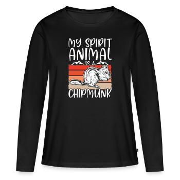 Cadeau de rongeur chipmunk - T-shirt manches longues Premium bio Femme - noir - Devant - Julia (174cm)