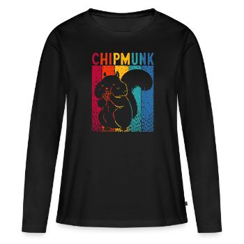 Cadeau de rongeur chipmunk - T-shirt manches longues Premium bio Femme - noir - Devant - Julia (174cm)