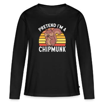 Cadeau de rongeur chipmunk - T-shirt manches longues Premium bio Femme - noir - Devant - Julia (174cm)
