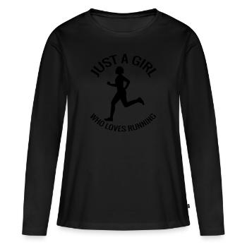 Jogger fit cardio training course jogging - T-shirt manches longues Premium bio Femme - noir - Devant - Julia (174cm)