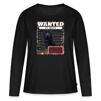 Motif amusant Black Labrador WANTED - T-shirt manches longues Premium bio Femme - noir - Devant - Julia (174cm)