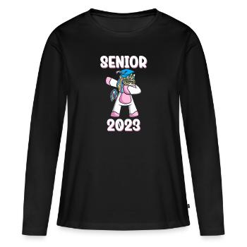 Senior 2023 Dabbing Dab de 2023 Seniors Graduation - T-shirt manches longues Premium bio Femme - noir - Devant - Julia (174cm)