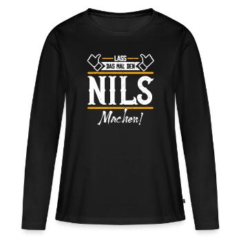 Nils Geschenkidee Geschenk Geburtstag - Frauen Premium Bio Langarmshirt - Schwarz - Vorne - Julia (174cm)