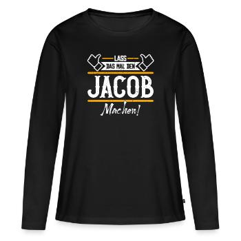 Jacob Geschenkidee Geschenk Geburtstag - Frauen Premium Bio Langarmshirt - Schwarz - Vorne - Julia (174cm)