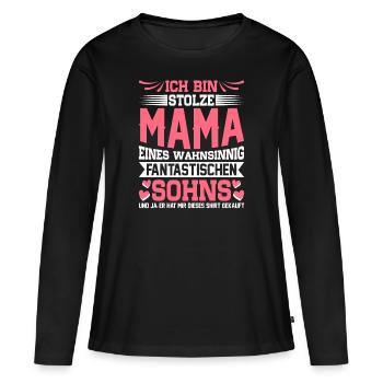 Ich Bin Stolze Mama eines Sohnes - Frauen Premium Bio Langarmshirt - Schwarz - Vorne - Julia (174cm)
