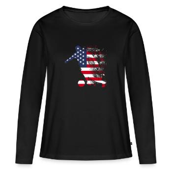 Équipe nationale des États-Unis - T-shirt manches longues Premium bio Femme - noir - Devant - Julia (174cm)