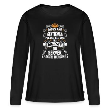 Waiter T funny saying motif waiter - Women's Premium Organic Long Sleeve Shirt - black - Front - Julia (174cm)