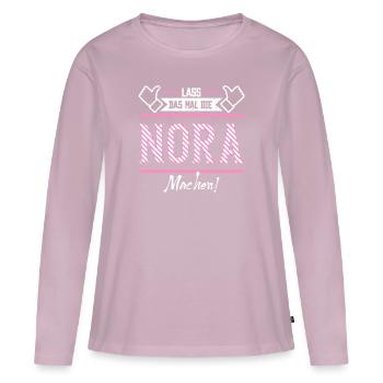Nora Geschenkidee Geschenk Geburtstag - Frauen Premium Bio Langarmshirt - Altrosa - Vorne - Julia (174cm)